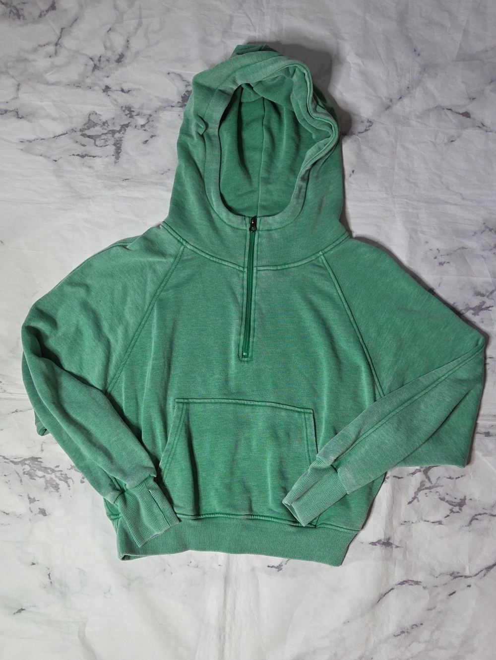 Pink Lily Green Quarter Zip Hooded Sweatshirt